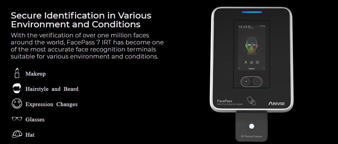  Anviz Facepass7 IRT termoscanner controllo accessi  facciale e misurazione temperatura corporea lan e wifi